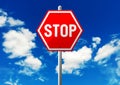 3d rendering stop sign and blue sky background