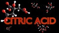 A 3D rendering of the structure of a citric acid molecule. Royalty Free Stock Photo