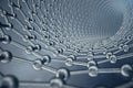 3d rendering structure of the graphene tube, abstract nanotechnology hexagonal geometric form close-up, concept graphene