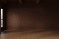 3d rendering of studio room with red bricks wall Royalty Free Stock Photo