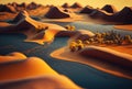 3D rendering style desert dune landscape.