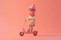 3D rendering style illustration of a cool person riding an electric scooter Royalty Free Stock Photo