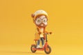 3D rendering style illustration of a cool person riding an electric scooter Royalty Free Stock Photo