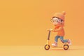 3D rendering style illustration of a cool person riding an electric scooter Royalty Free Stock Photo