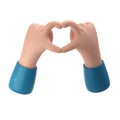 3d rendering stylized hands fold shape of heart. Valentine Finger gesture sign icon. Element for design. Illustration