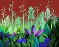 3d rendering of stylized jungle plants