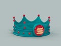 3D rendering of a stylized royalty crown with a SOLANA coin symbol; cryptocurrency