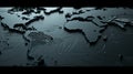 A 3D rendering of a stylized world map, rendered in dark, metallic tones with subtle texture Royalty Free Stock Photo