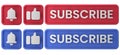 3d rendering of Subscribe Button, Like Button and Notification Bell Button Royalty Free Stock Photo