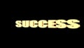 3d rendering of SUCCESS wording with black background