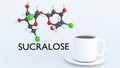 3d rendering of Sucralose molecule and a cup of drink Royalty Free Stock Photo