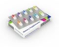 3d rendering of supplements pills blister in pack isolated