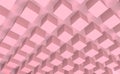 3d rendering. Sweet pastel pink color cube box stack on ceiling design background. Royalty Free Stock Photo
