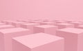 3d rendering. Sweet pastel pink color cube box stack on floor design background. Royalty Free Stock Photo