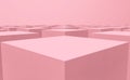 3d rendering. Sweet pastel pink color cube box stack on floor design background. Royalty Free Stock Photo
