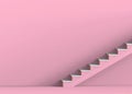 3d rendering. Sweet pink stairs up on copy space background