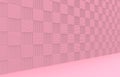 3d rendering. sweet soft pink tone square shape tile wall and floor background.