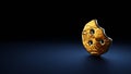3d rendering symbol of cookie bite wrapped in gold foil on dark blue background Royalty Free Stock Photo