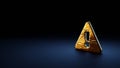 3d rendering symbol of exclamation triangle wrapped in gold foil on dark blue background Royalty Free Stock Photo