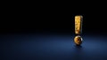 3d rendering symbol of exclamation wrapped in gold foil on dark blue background Royalty Free Stock Photo