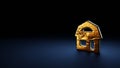 3d rendering symbol of house wrapped in gold foil on dark blue background