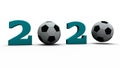 3D rendering of the symbol of 2020 new year which has footballs instead of zeros. The idea of developing sports, the future of a