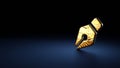 3d rendering symbol of pen nib wrapped in gold foil on dark blue background Royalty Free Stock Photo