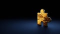 3d rendering symbol of puzzle wrapped in gold foil on dark blue background Royalty Free Stock Photo