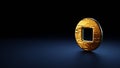 3d rendering symbol of stop circle wrapped in gold foil on dark blue background