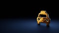 3d rendering symbol of taxi wrapped in gold foil on dark blue background