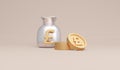 3D Rendering symbols pound money bag and coins