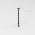 3d rendering of a tall, cable tower on a gray surface