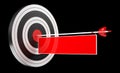 3D rendering target black white and red target with arrows