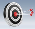 3D rendering target black white and red target with arrows Royalty Free Stock Photo