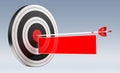 3D rendering target black white and red target with arrows