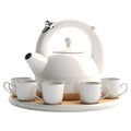 3D Rendering of a Teapot and Cups Set on Transparent Background - Ai Generated Royalty Free Stock Photo