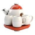 3D Rendering of a Teapot and Cups Set on Transparent Background - Ai Generated Royalty Free Stock Photo