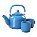 3D Rendering of a Teapot and Cups Set on Transparent Background - Ai Generated Royalty Free Stock Photo