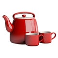 3D Rendering of a Teapot and Cups Set on Transparent Background - Ai Generated Royalty Free Stock Photo