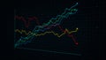 3D rendering of a line graph of a digital income chart