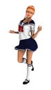 3D Rendering Teenager Schoolgirl on White