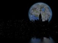 Terraformed moon over Manhattan Royalty Free Stock Photo