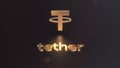 3D Rendering of TETHER cryptocurrency golden logo