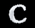 3d rendering of thick white cloud `C` letter on black background