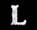 3d rendering of thick white cloud `L` letter on black background