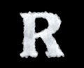 3d rendering of thick white cloud `R` letter on black background