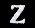 3d rendering of thick white cloud `Z` letter on black background