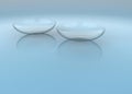 3d rendering. Thin clear contact lens on light blue copy space background