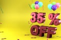 3d rendering of Thirty Five Percent Off, Different Ballon Color and Yellow Theme