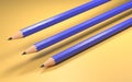 3d rendering of three blue pencils on a yellow background Royalty Free Stock Photo